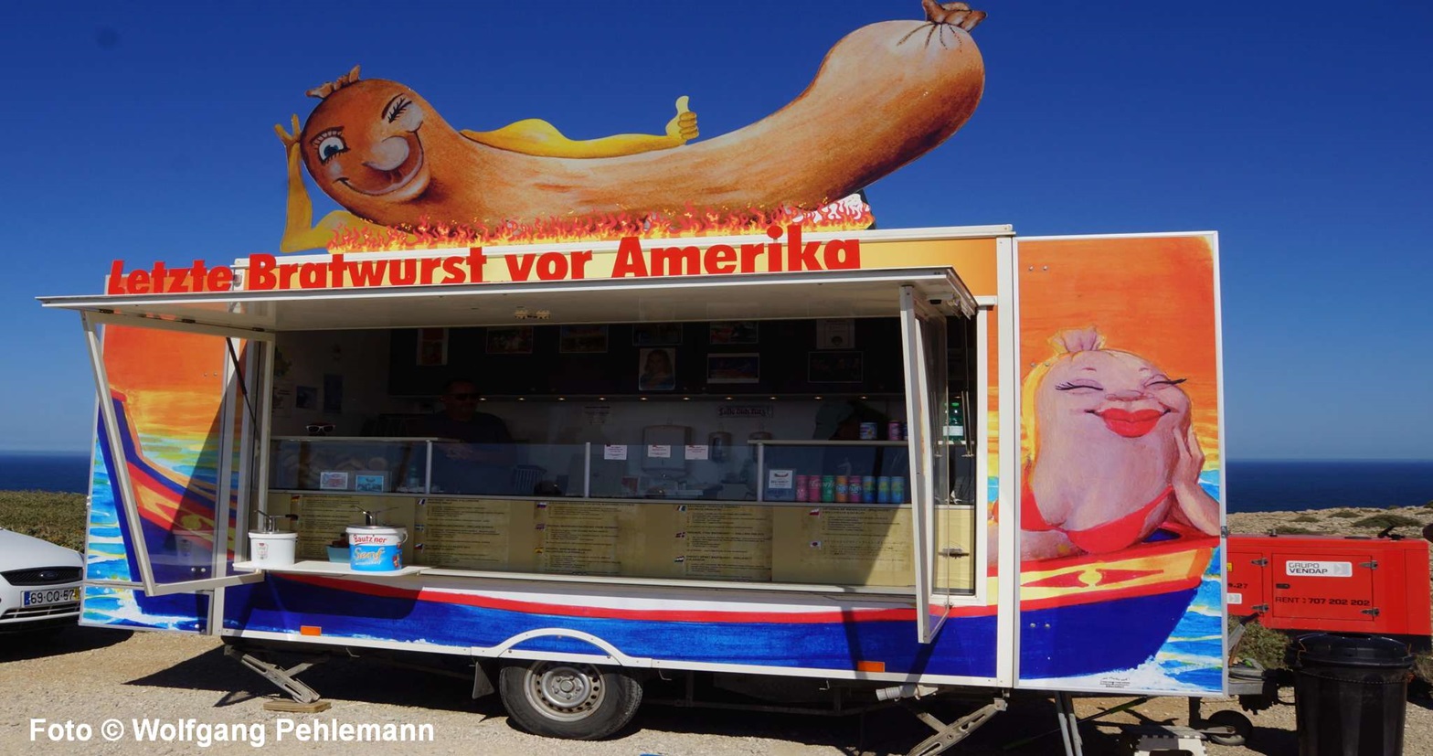 Letzte Bratwurst vor Amerika am südwestl Punkt von Kontinental-Europa - Foto © Wolfgang Pehlemann DSC022798