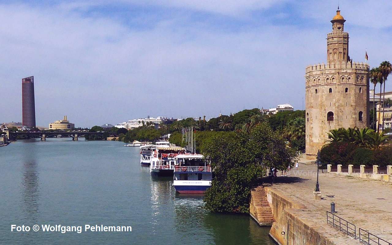 Wahrzeichen Torre Sevilla links 180 2006 - Torre del Oro 36 1221 - Sevilla Andalusien Foto © Wolfgang Pehlemann P1090259